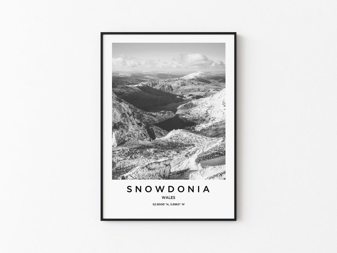 Snowdonia Travel Poster, Map Art Print