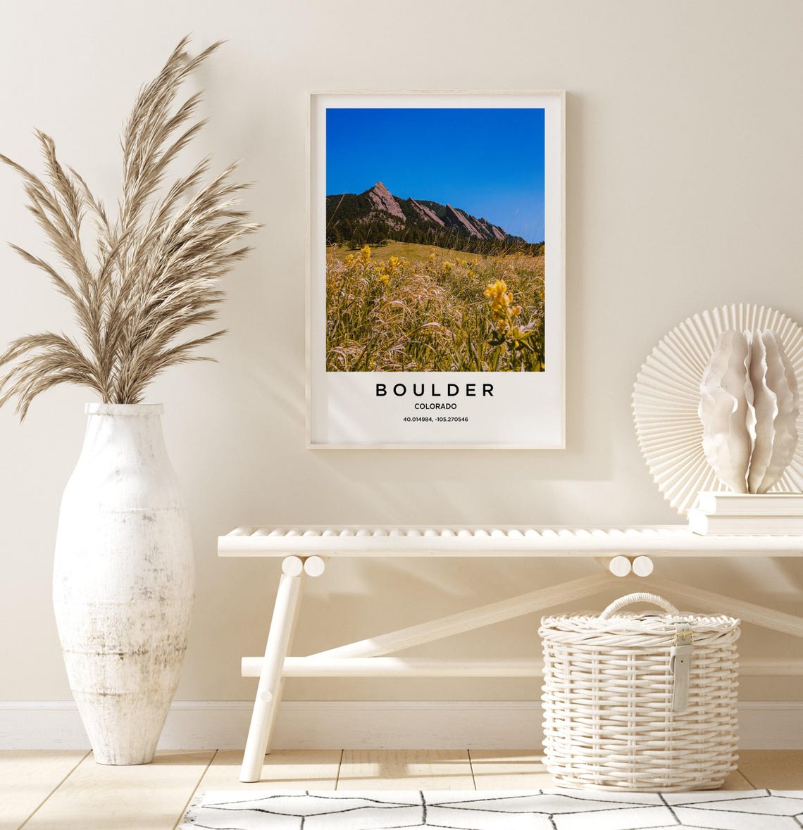 Boulder Colorado Flatirons Wildflower Meadow Blue Sky Photo Poster - Image 3
