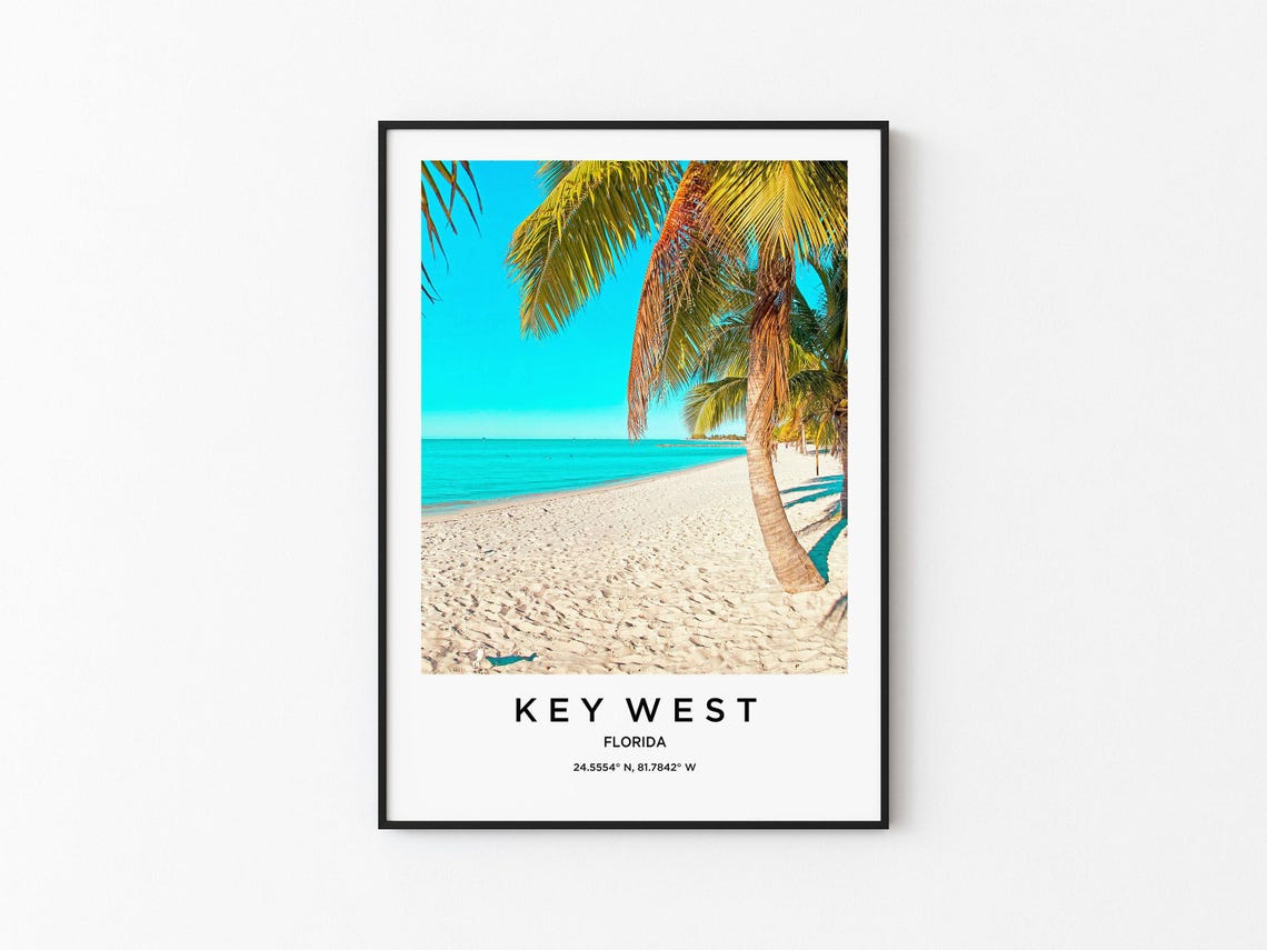 Key West Florida Tropical Beach With Palm Tree Paradise Poster