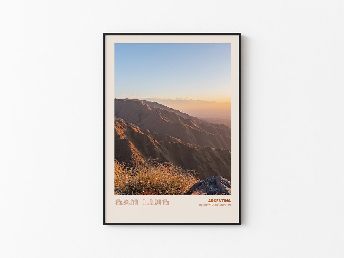 San Luis Argentina Mountain Ridges Glowing at Golden Sunset Poster - Image 3
