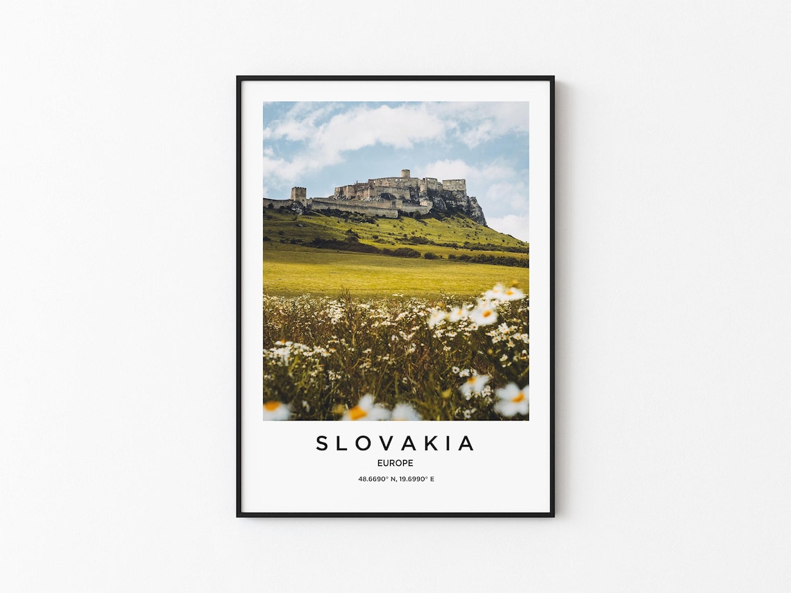 Slovakia Hilltop Castle Wildflower Meadow Countryside Travel Poster
