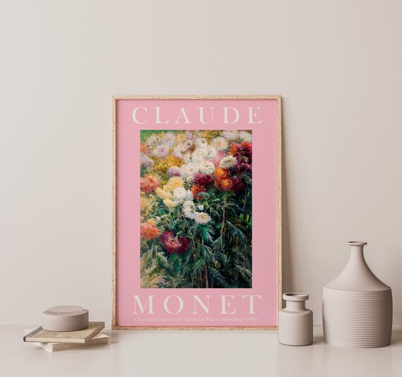 Claude Monet Chrysanthemums Garden Pink Exhibition Poster For Classic Home Decor