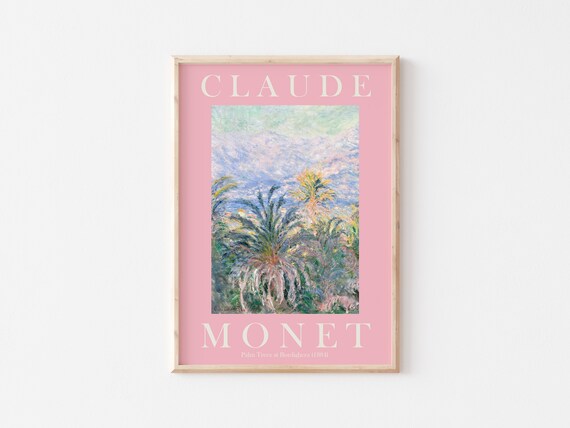 Claude Monet Palm Trees at Bordighera 1884 Pink Exhibition Poster