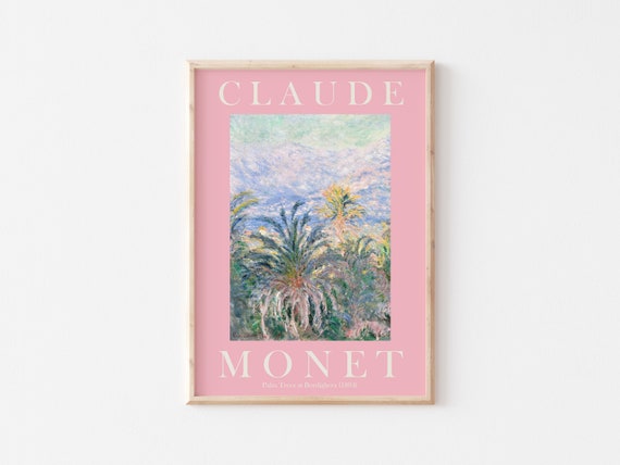 Pretty Pink Claude Monet Art Print Modern Vintage Poster Exhibition Wall Art Monet Wall Art Vintage Wall Art Palm Trees At Bordighera