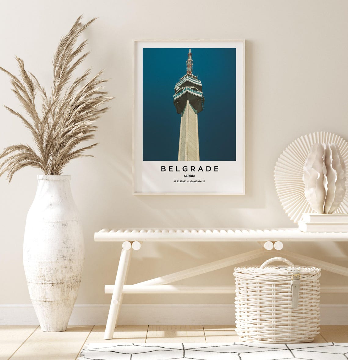 Belgrade Serbia Avala TV Tower Concrete Spire Blue Sky Poster - Image 3