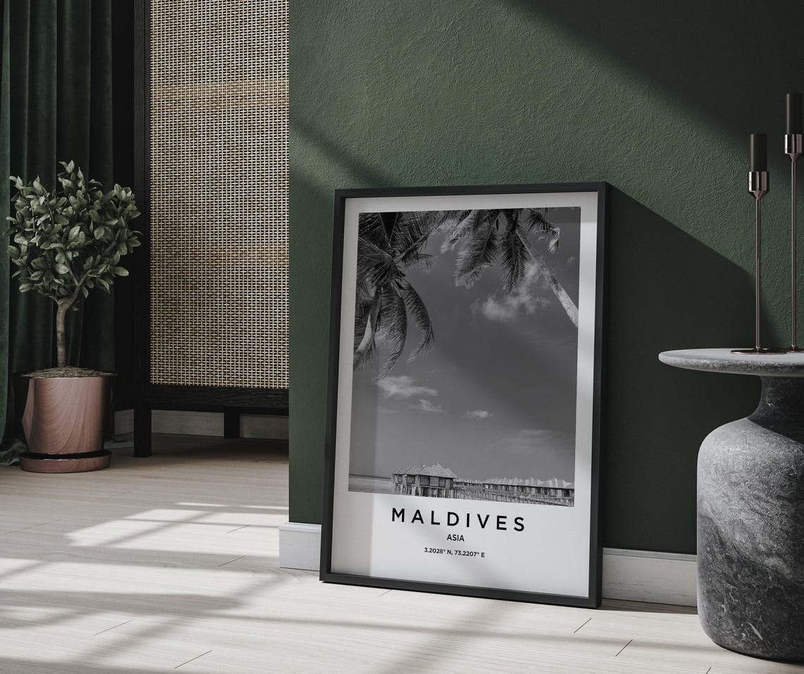 Maldives Travel Poster, Map Art Print - Image 2