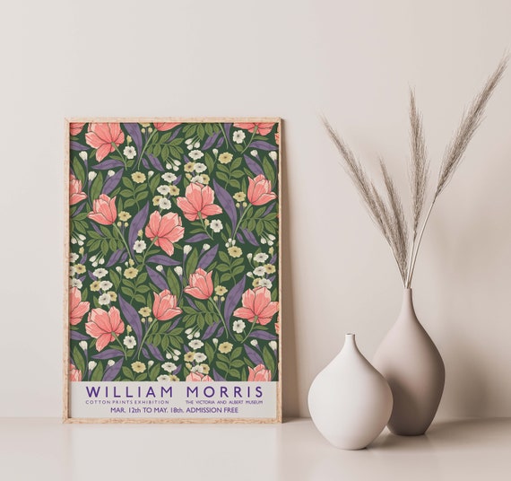 Pretty Pink Floral Pattern William Morris Print Morris Exhibition Poster Art Nouveau Wall Art A6 A5 A4 A3 A2 A1 A0 William Morris