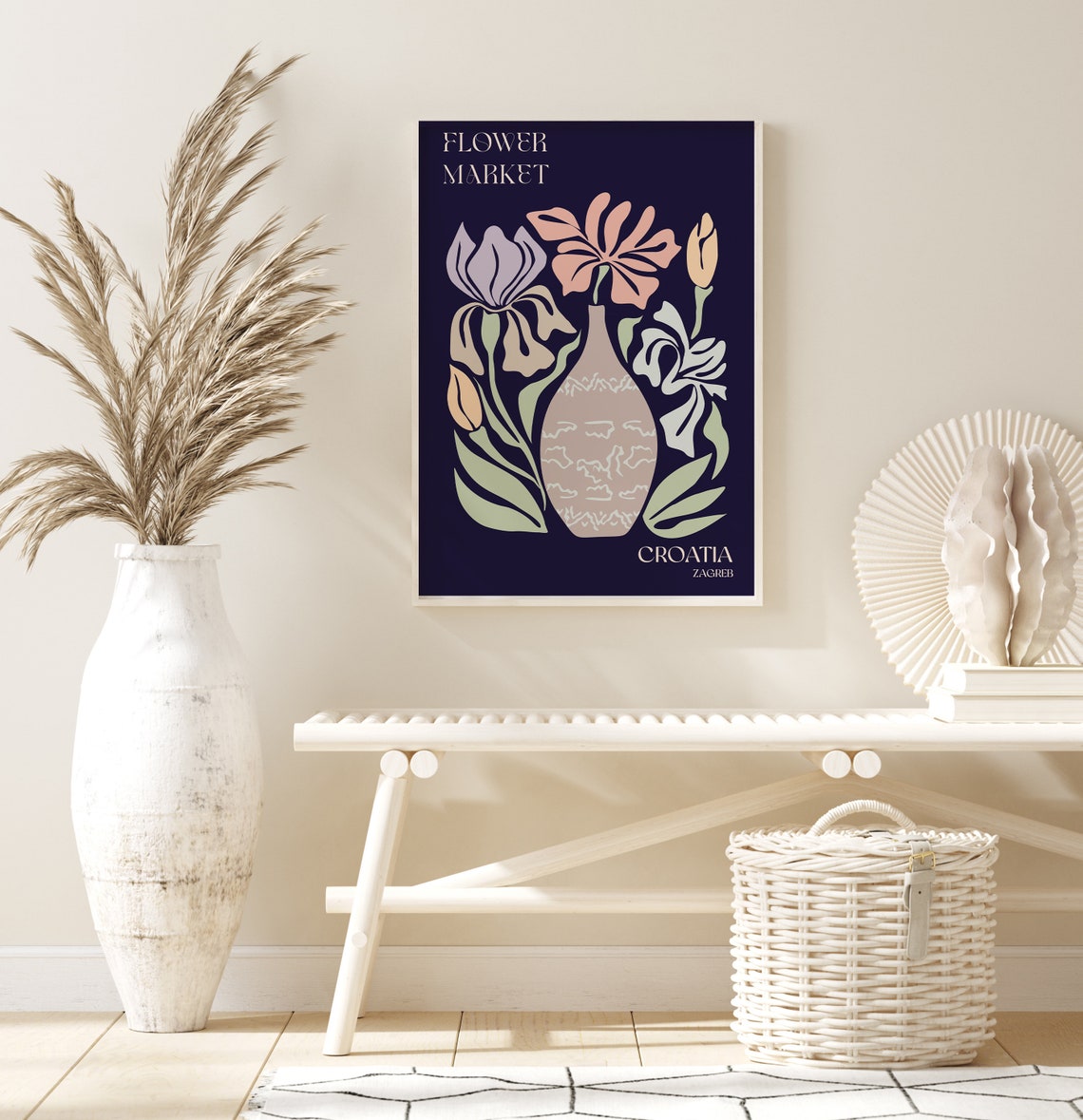 Croatia Poster Croatia Wall Art Croatia Personalised Travel Poster Croatia Flower Market Print Floral Wall Croatia - Image 3