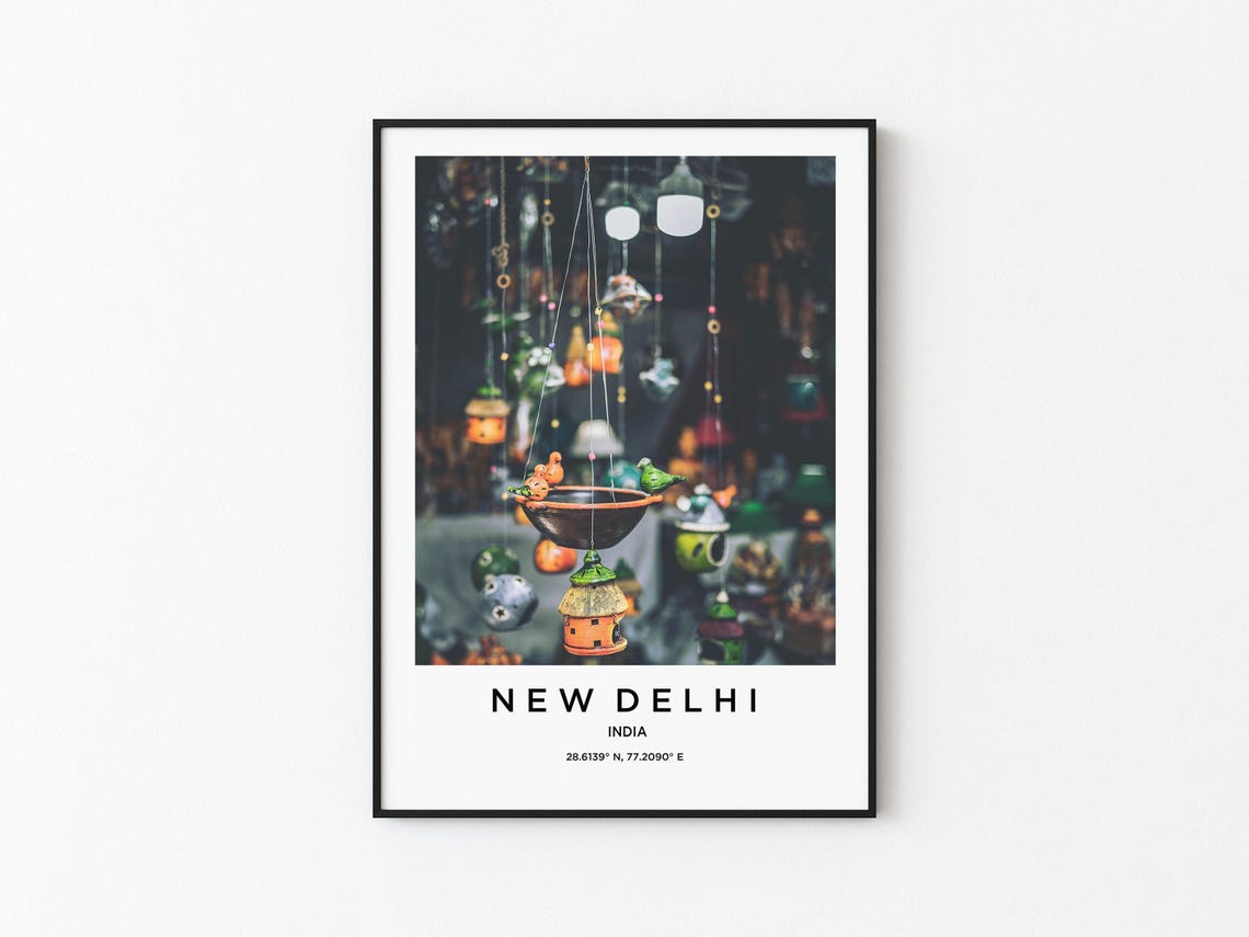 New Delhi India Colorful Hanging Lanterns Market Photography Poster