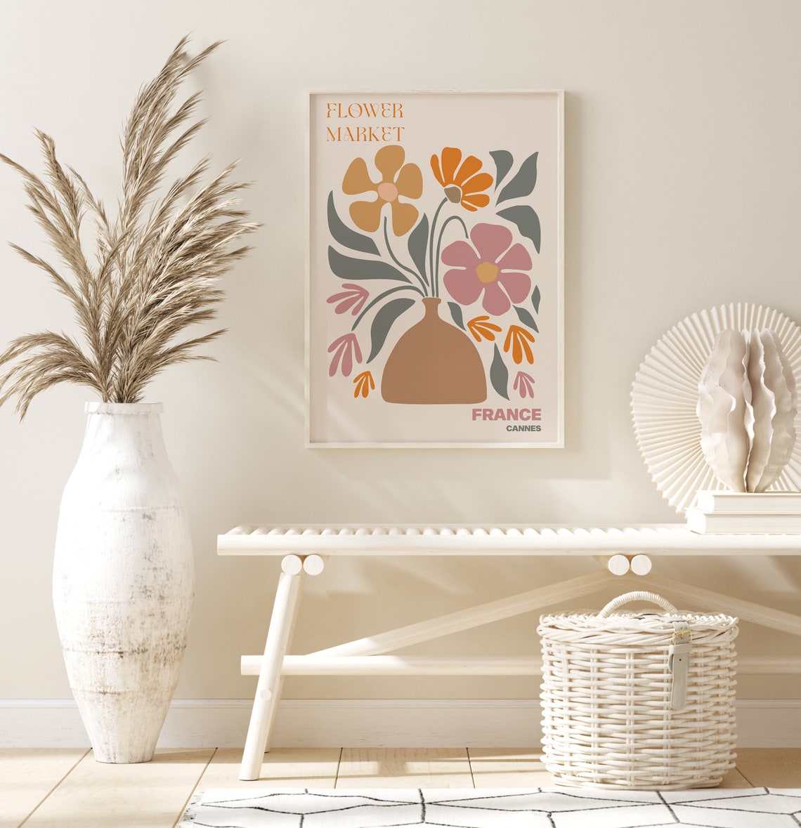 France Flower Market Poster Cannes Clay Vase Floral Still Artwork - Image 3