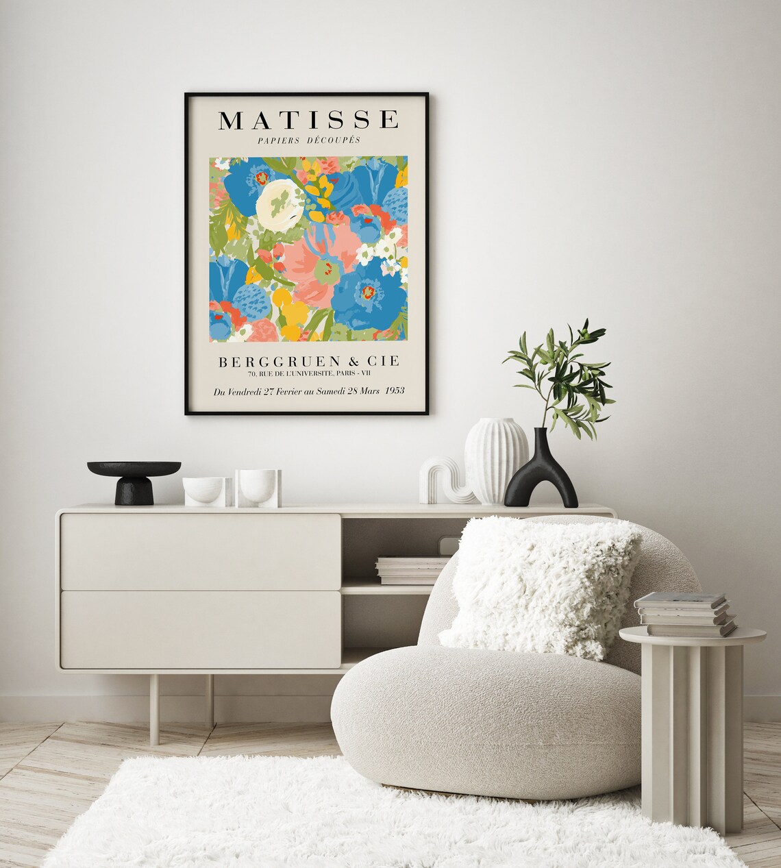 Henri Matisse Cut Out Blue Floral 1953 Exhibition Poster For Gallery Walls - Image 2