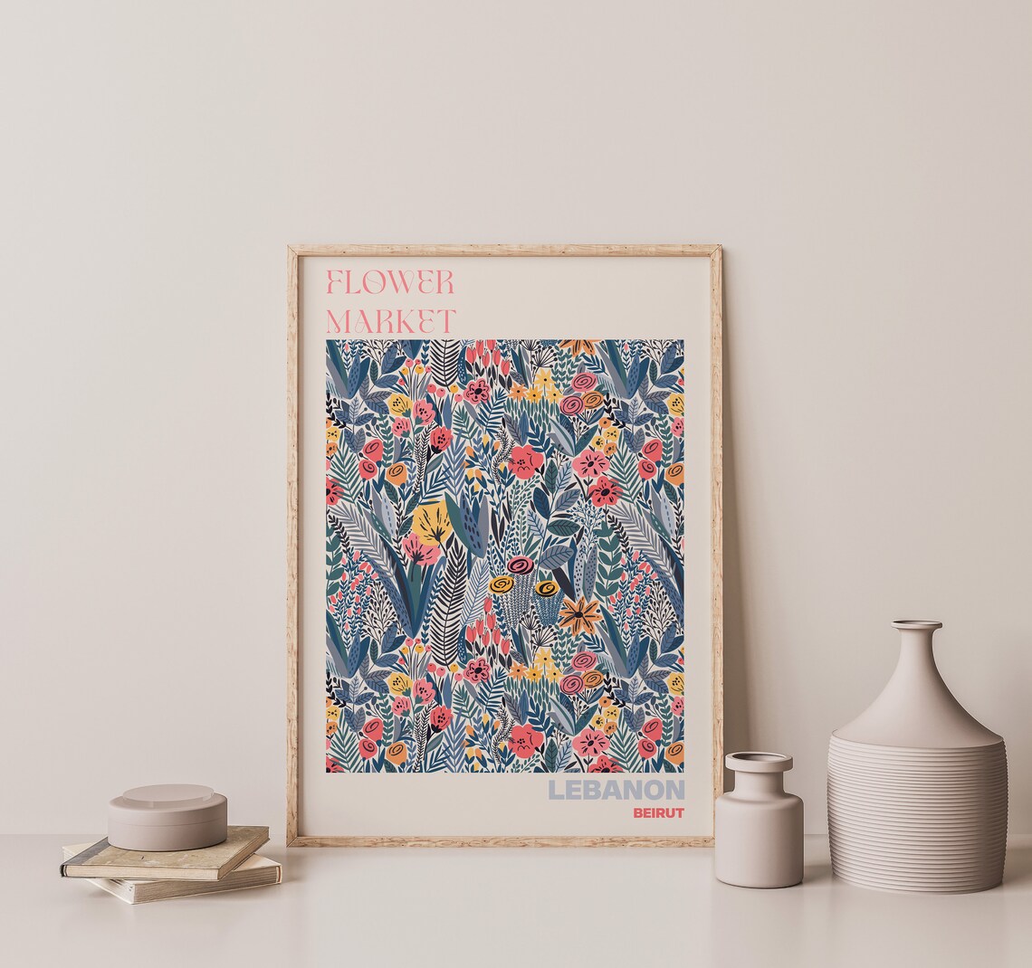 Lebanon Beirut Flower Market Dense Wildflower Garden Art Poster - Image 2