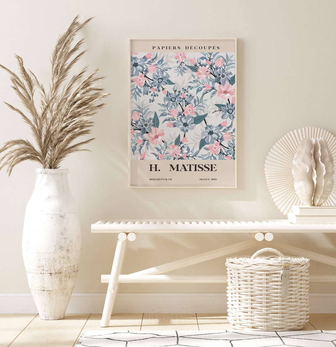 Henri Matisse Blue and Pink Floral Papiers Decoupes Wall Print - Image 2