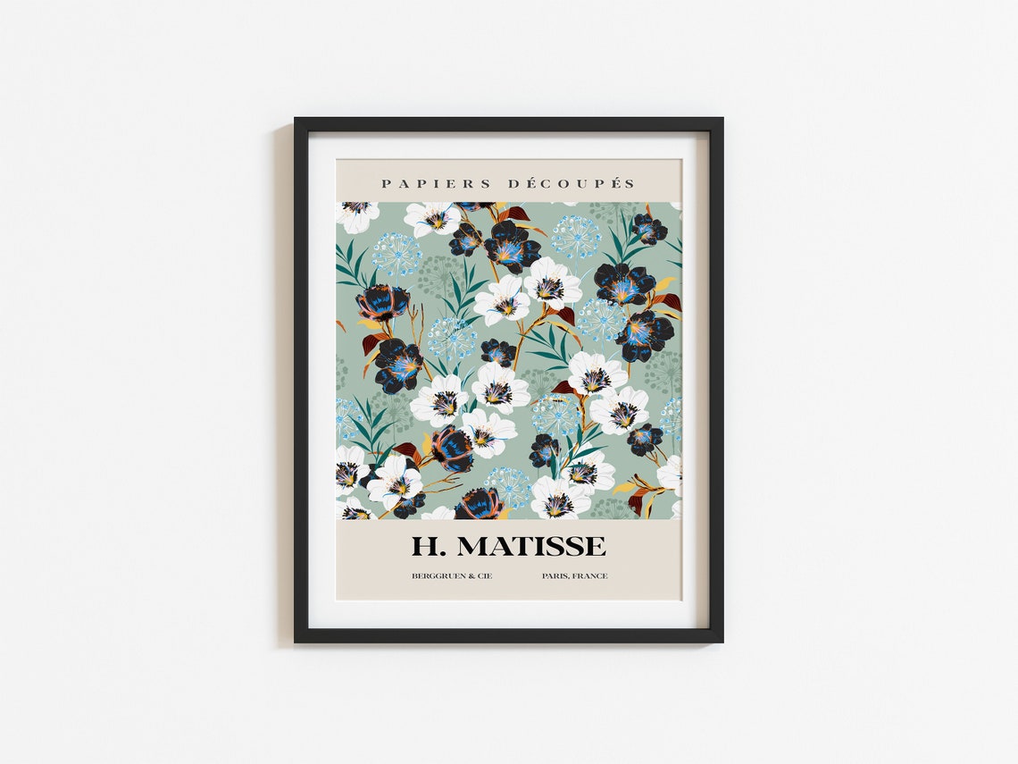 Henri Matisse Green Floral Papiers Decoupes Vintage Botanic Print - Image 3