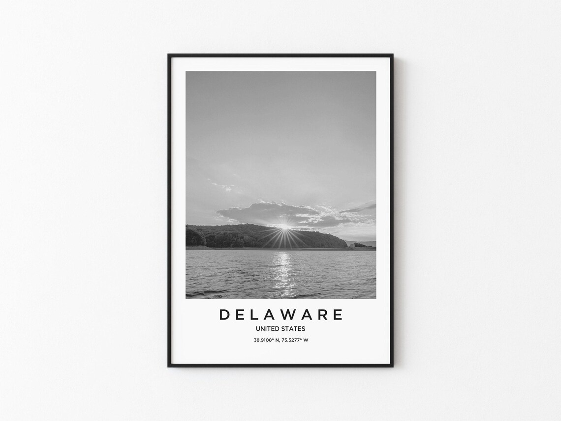 Delaware Travel Poster, Delaware Map Art Print