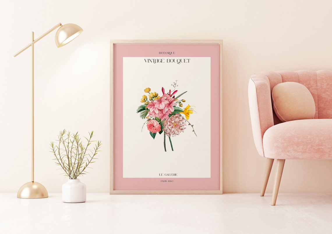 Botanique Vintage Bouquet Pink and Yellow Floral Gallery Poster - Image 2