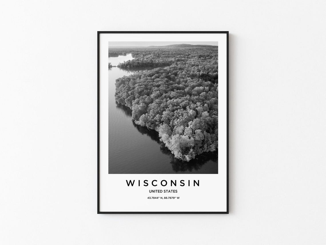 Wisconsin Travel Poster, Map Art Print