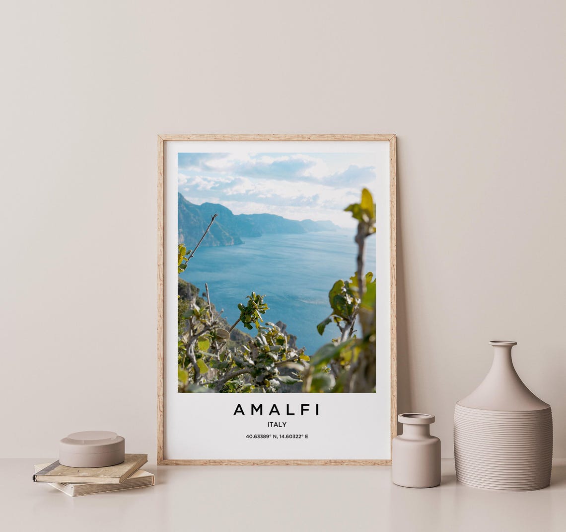 Amalfi Italy Coastal Cliffs Blue Sea View Travel Photography Poster - Image 2