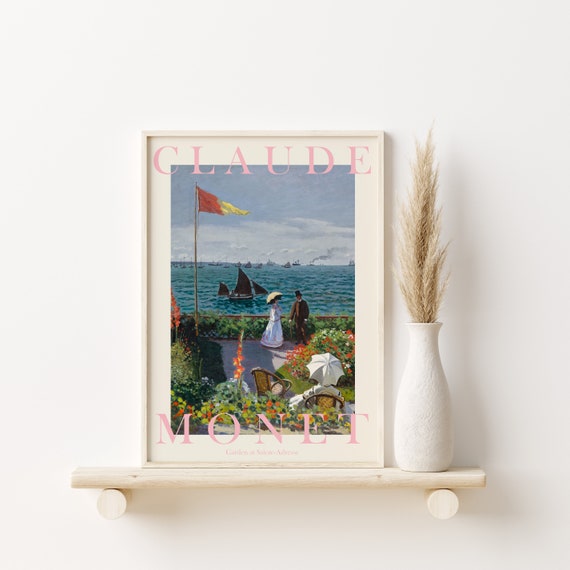 Claude Monet Art Print Modern Vintage Poster Exhibition Wall Art Monet Wall Art Vintage Wall Art Garden At Sainte Adresse Nude Pink