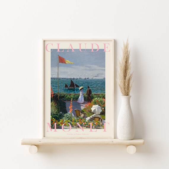 Claude Monet Garden at Sainte-Adresse Soft Seaside Cream Poster