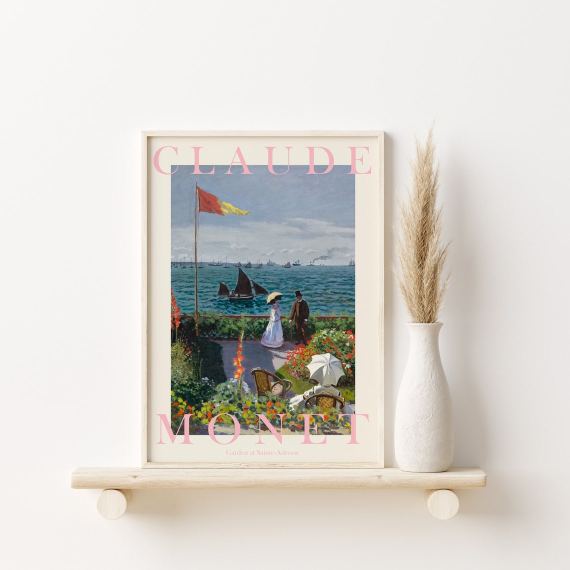 Claude Monet Garden at Sainte-Adresse Soft Seaside Cream Poster
