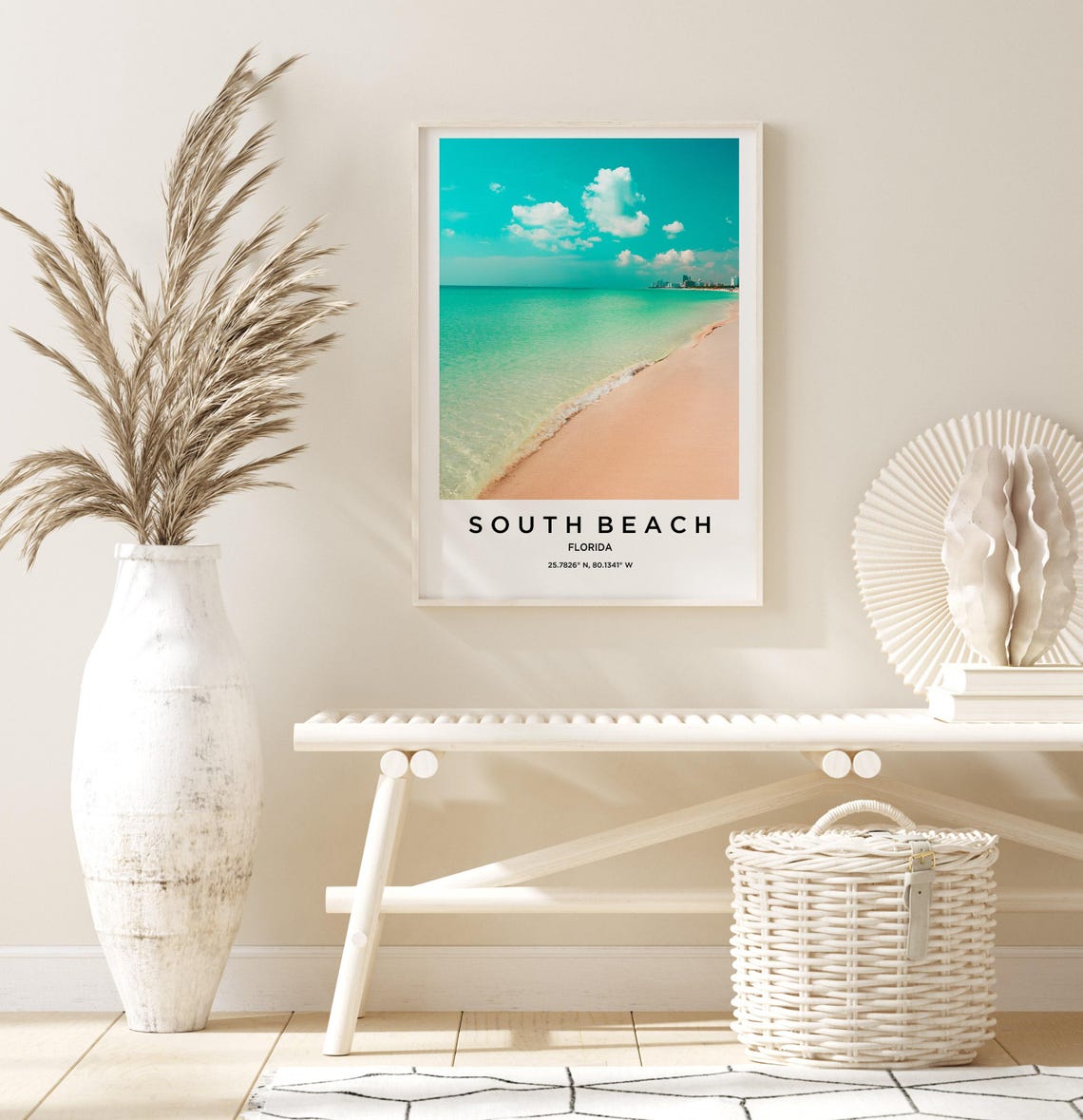 South Beach Florida Pink Sand Turquoise Ocean Sea Travel Poster - Image 3