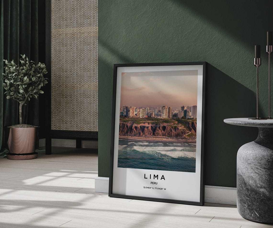 Lima Peru Pacific Ocean Cliffs City Skyline Golden Hour Poster - Image 2