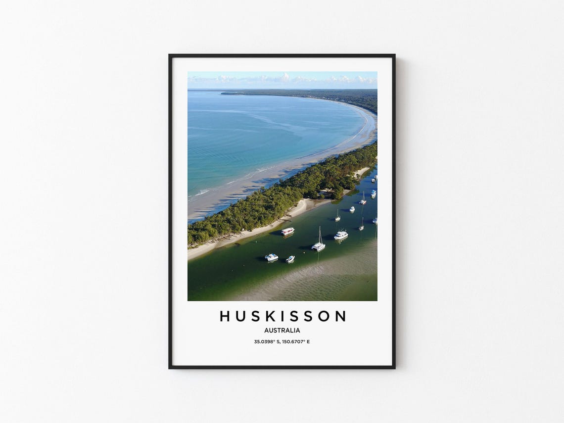 Huskisson Australia Inlet Boats Beach Aerial Photography Poster