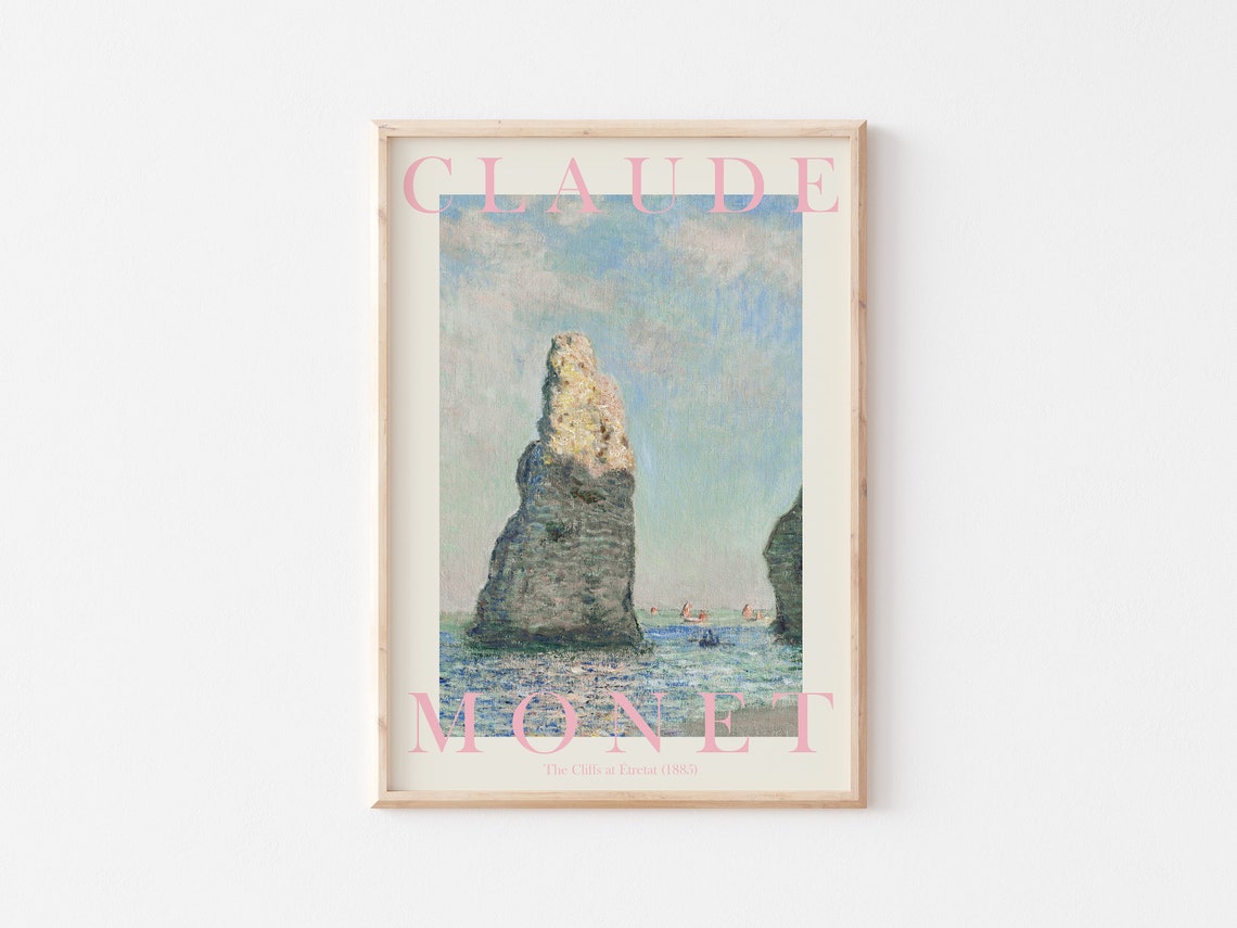 Claude Monet Art Print Modern Vintage Poster Exhibition Wall Art Monet Wall Art Vintage Wall Art The Cliffs - Image 3