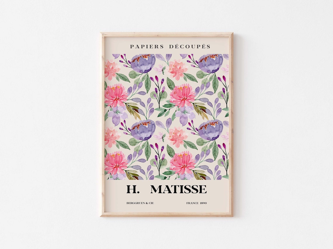 Matisse Papiers Decoupes Pink Watercolor Floral Exhibition Poster - Image 3