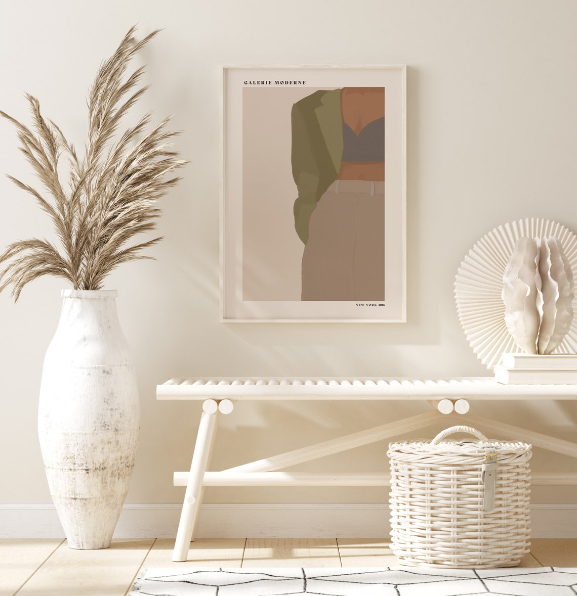 Galerie Moderne Abstract Figure Olive Blazer Beige Art Poster - Image 3
