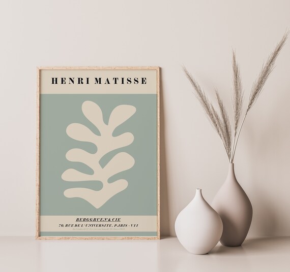 Henri Matisse Sage Green Paper Cut Out Leaf Exhibition Poster