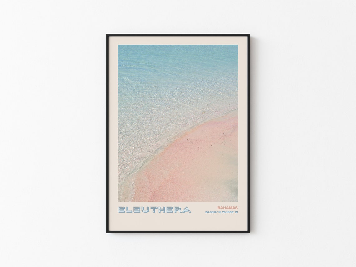 Eleuthera Bahamas Pink Sand Beach Aerial View Turquoise Poster - Image 3