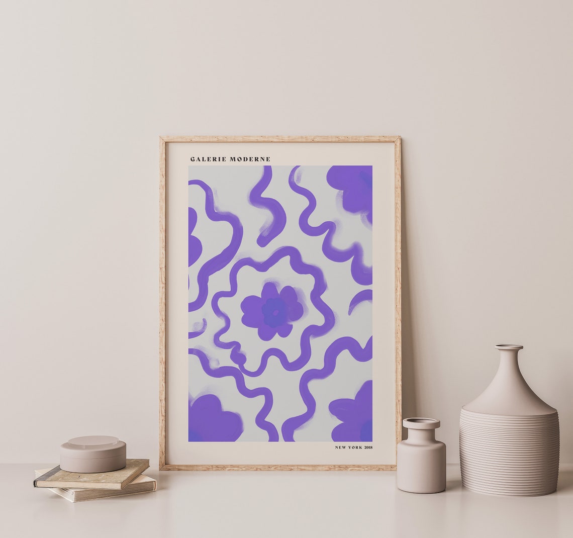 Galerie Moderne Purple Squiggle Floral Abstract Colorful Poster - Image 2