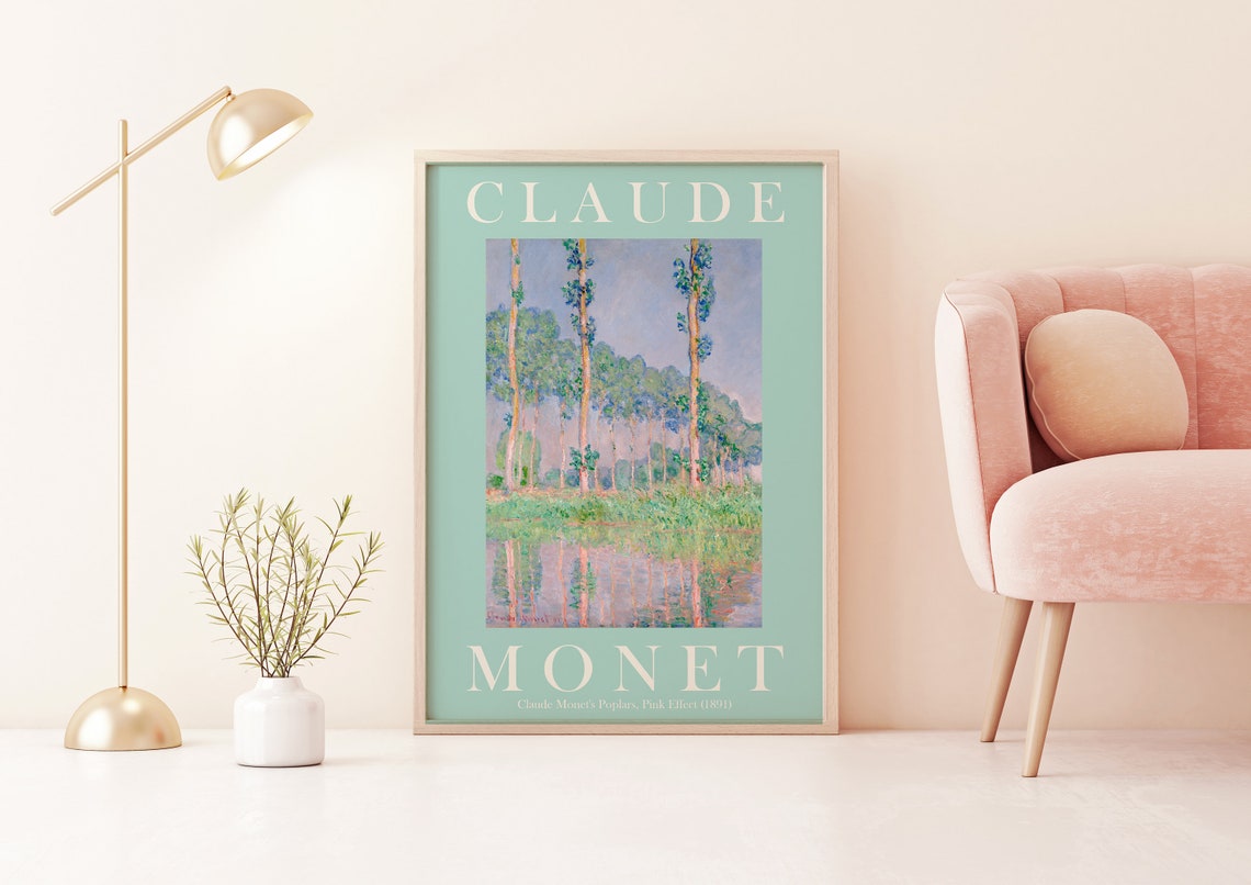 Claude Monet Poplars Pink Effect 1891 River Reflection Poster