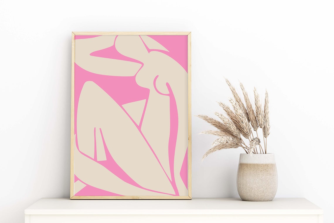 Matisse Inspired Art Modern Pink Cut Outs Matisse Inspired Prints Henri Matisse A5 A4 A3 A2 Gallery Wall Home Decor Cut Outs - Image 2