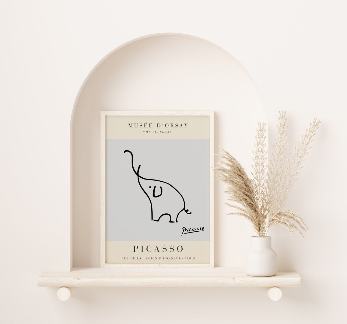 Pablo Picasso The Elephant Minimalist Single Line Drawing Print - Image 2