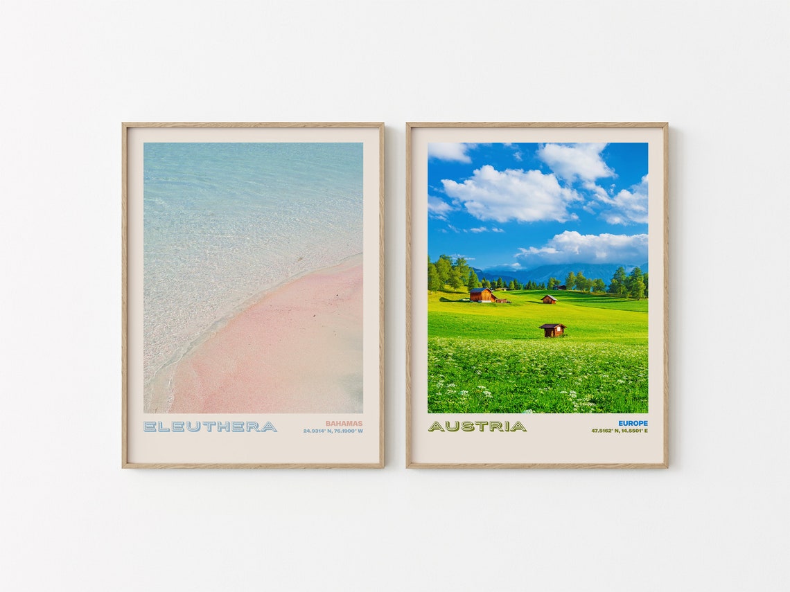 Eleuthera Bahamas Pink Sand Beach Aerial View Turquoise Poster - Image 2