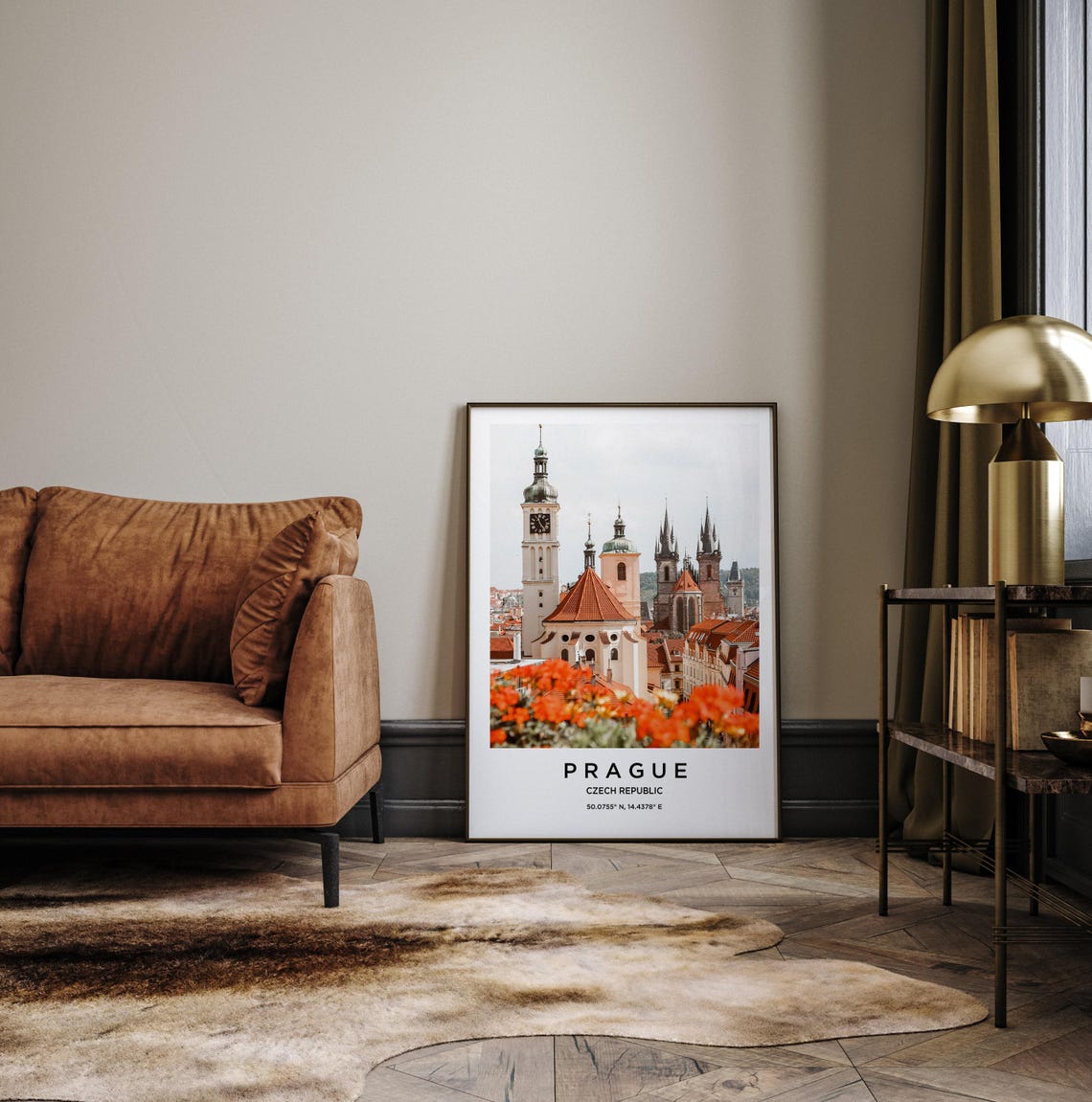 Prague Czech Republic Old Town Spires Red Flowers Travel Poster - Image 3