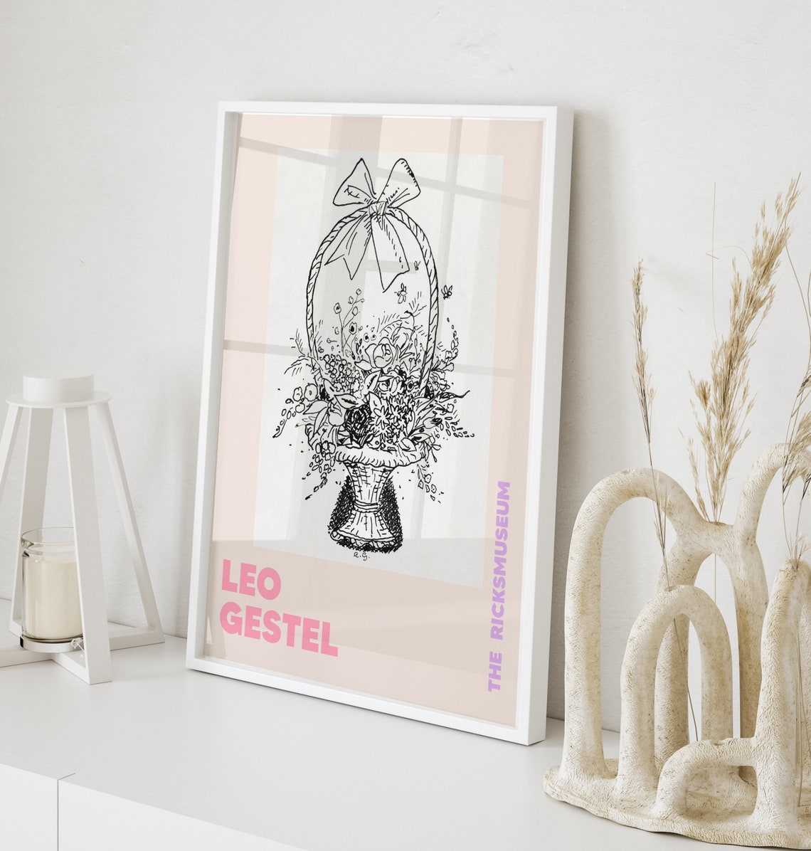Leo Gestel Basket of Flowers Vintage Botanical Line Art Poster - Image 2