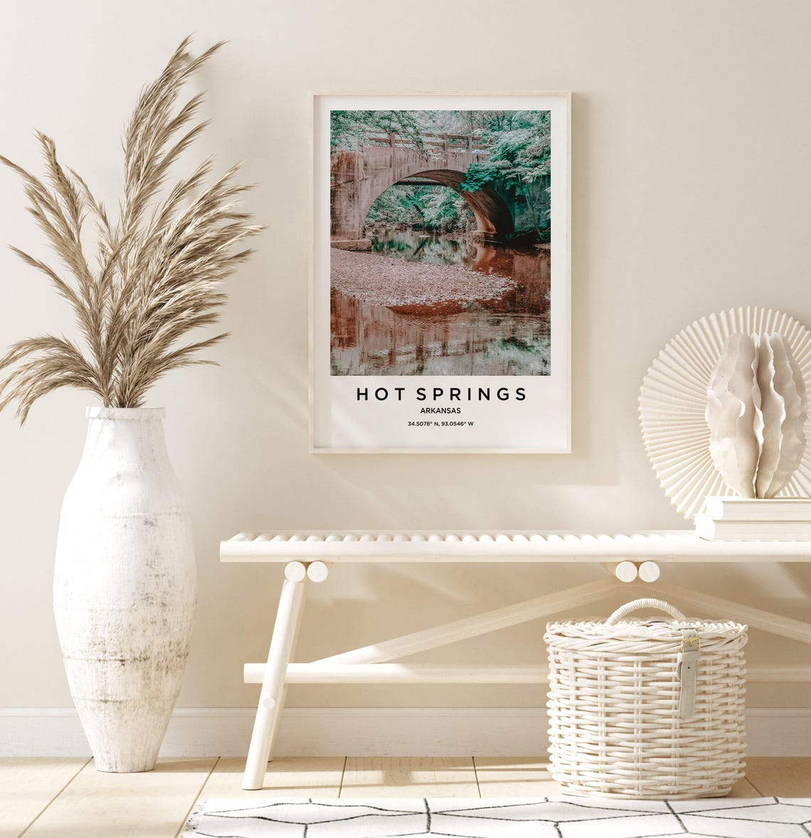 Hot Springs Arkansas Stone Bridge Creek Nature Travel Poster - Image 3