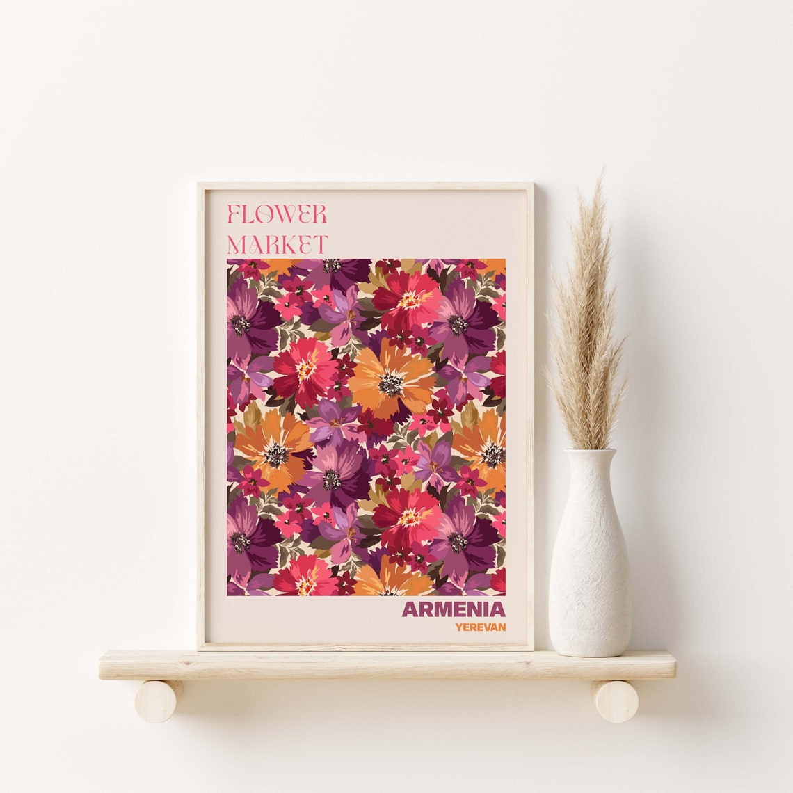 Armenia Poster Armenia Wall Art Armenia Personalised Travel Poster Armenia Flower Market Print Floral Wall Decor Armenia Poster - Image 3