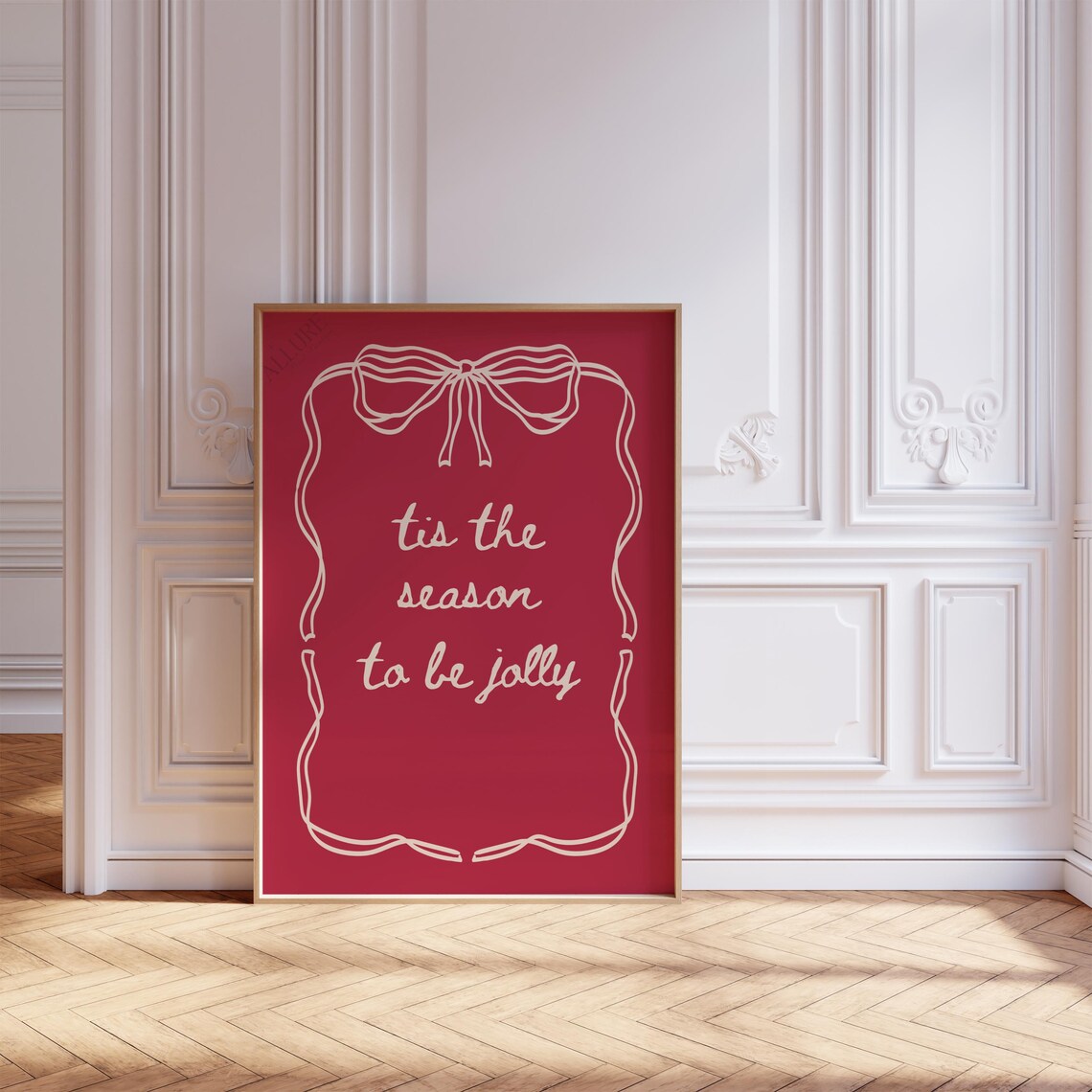 Tis the Season to Be Jolly Red Coquette Bow Typography Poster - Image 3