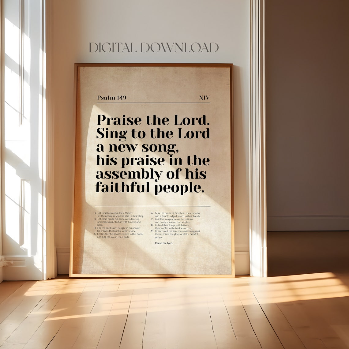 Psalm 149 Chapter Praise the Lord NIV Scripture Poster Vintage Paper - Image 3