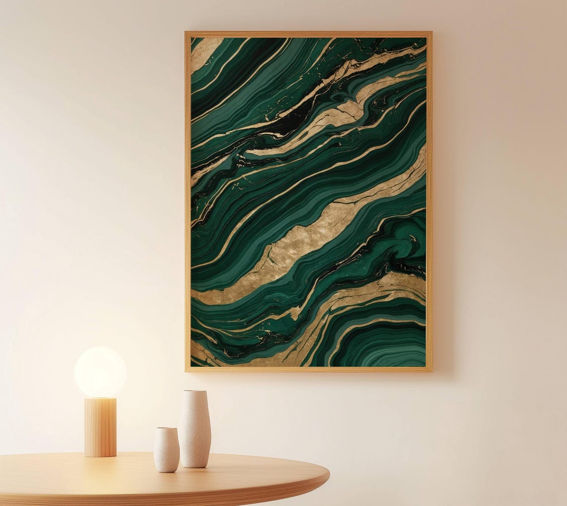Emerald Green Gold Marble Abstract Geode Style Luxury Poster