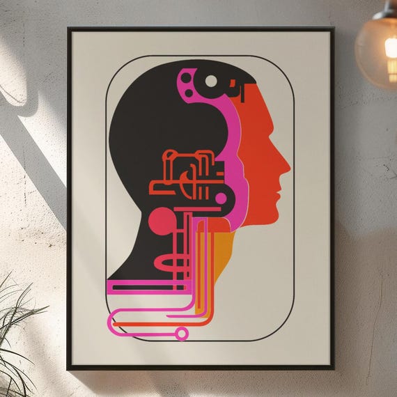 Futuristic Cybernetic Mind Abstract Art Illustration On Premium Matte Paper Poster