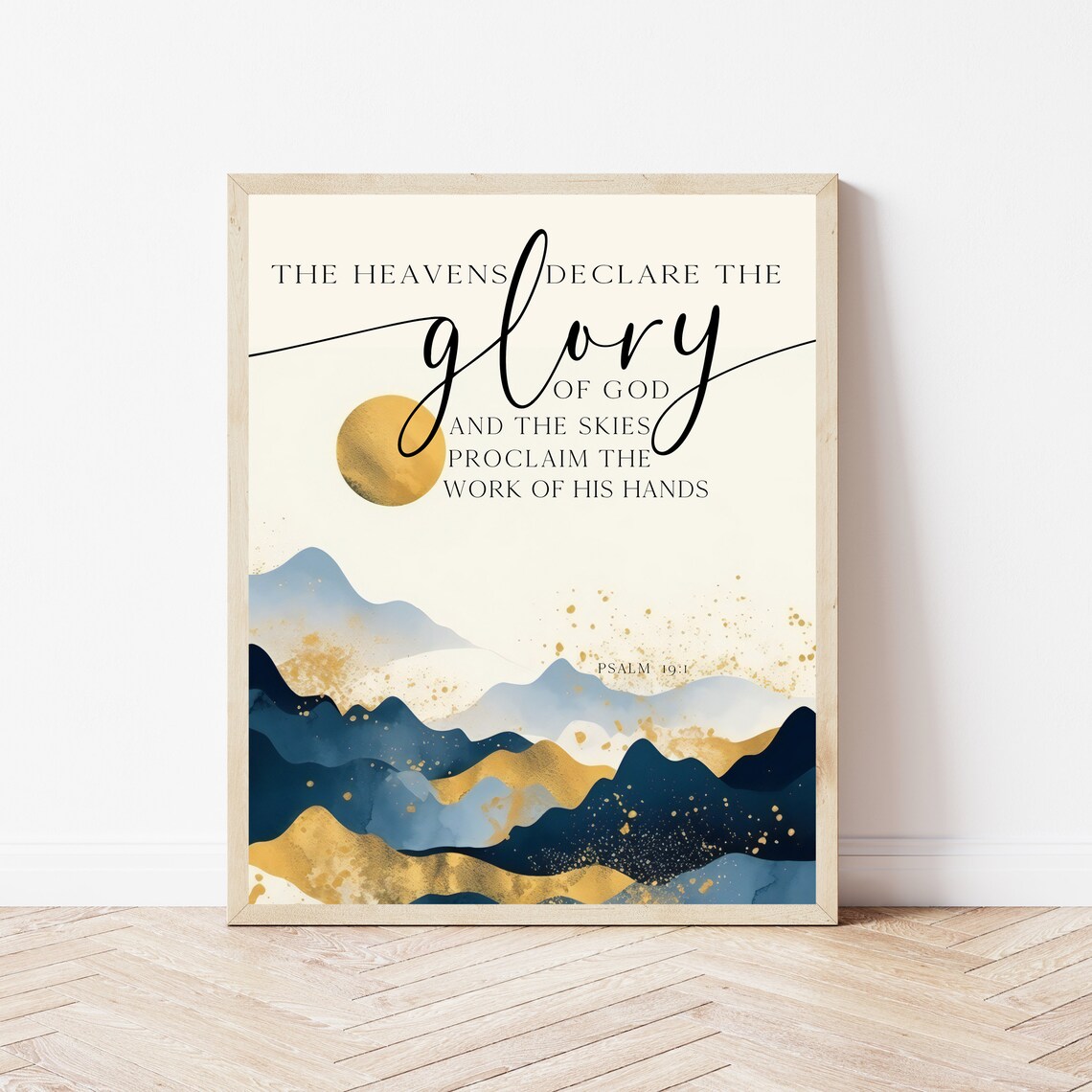 Boho Psalm 19:1 Scripture Art Print, Christian Decor