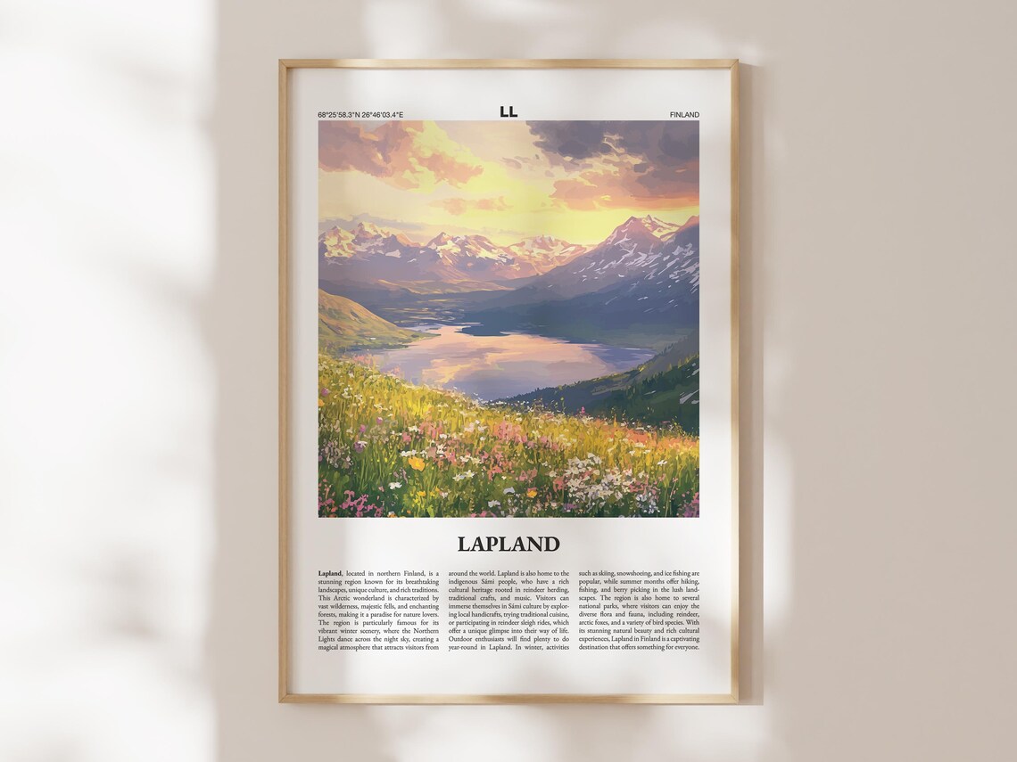 Lapland Poster Lapland Travel Print Lapland Wall Art Finland Poster Europe Poster Finland Travel Poster