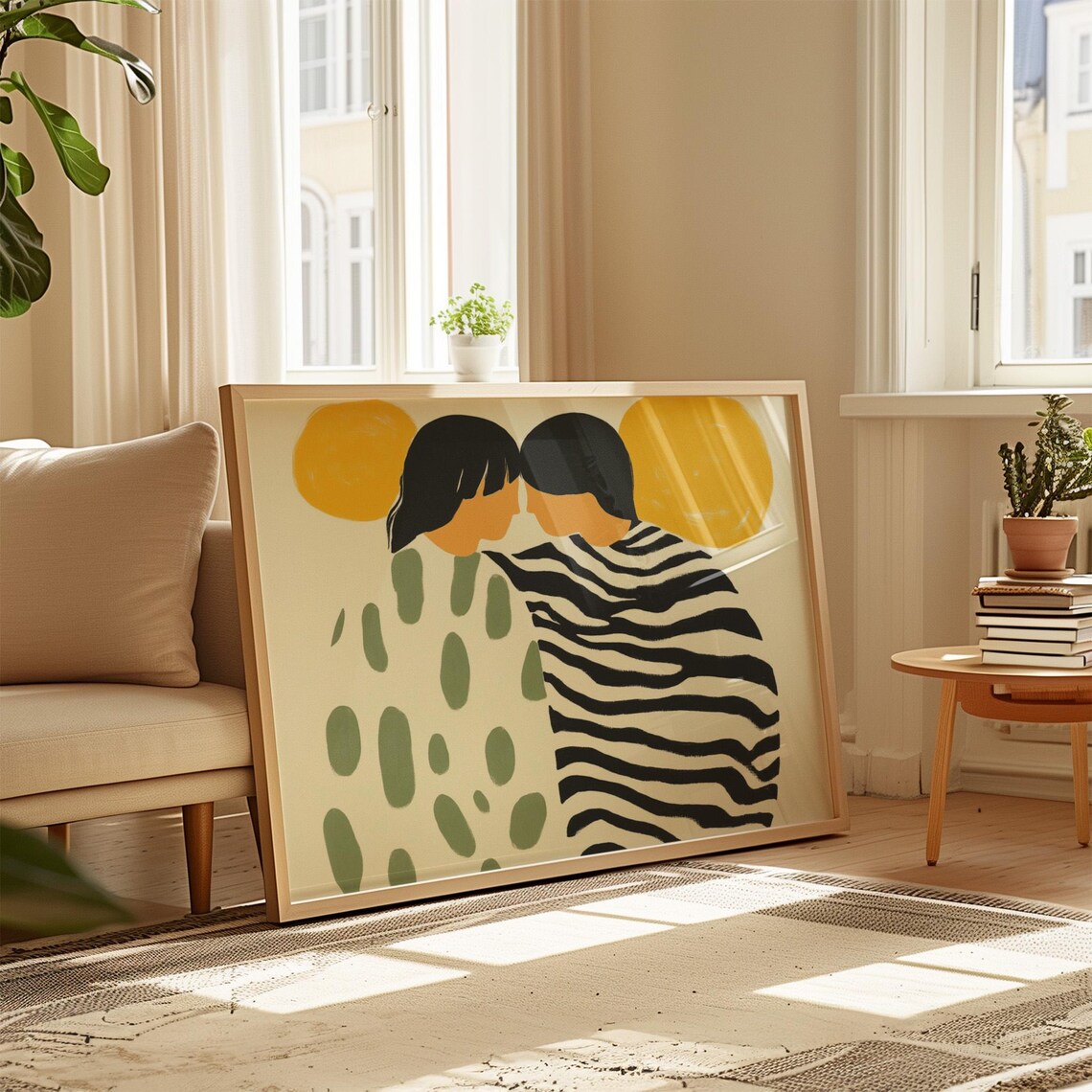 Abstract Couple Zebra Print, Minimalist Art Print
