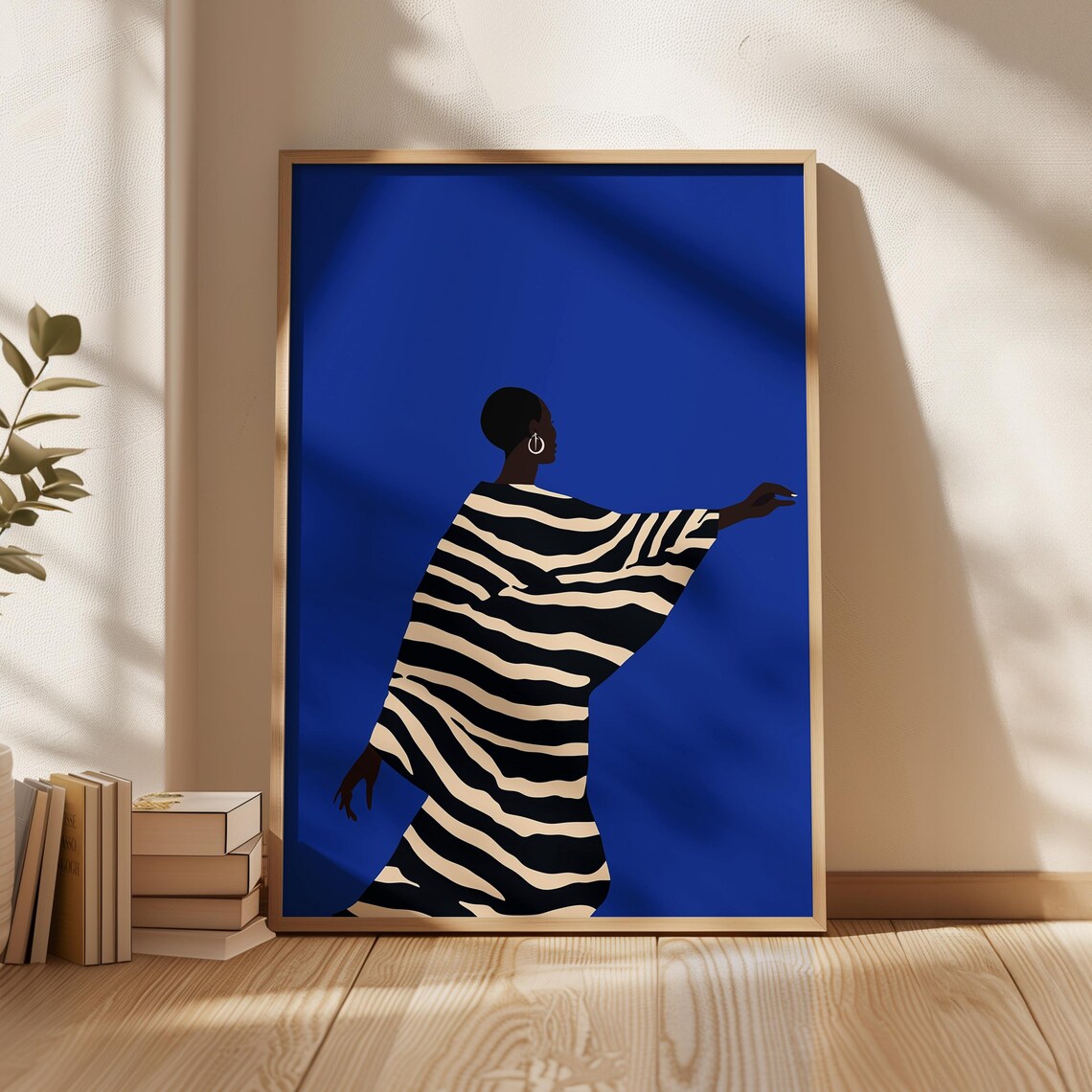 Electric Blue Abstract Woman Illustration Art Print
